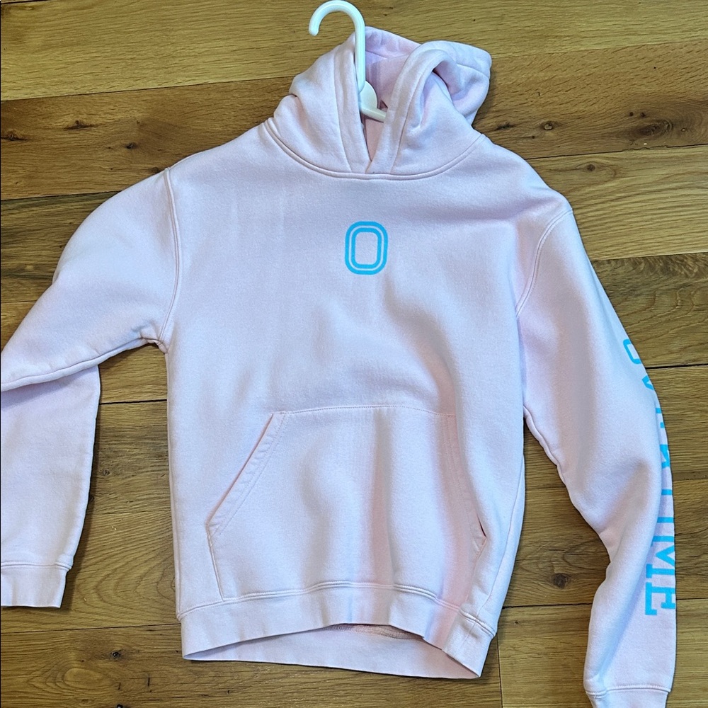 Overtime Pink Hoodie with Blue Accents